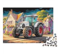 Tractor in Village Jigsaw Puzzles for Adult Educational Game The Impossible Challenge 1000 Pieces Rural Farm Scene Style Difficult Hard Jigsaw Puzzles for Man And Woman with Letters on Back 70x50cm/10