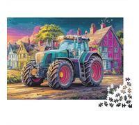 Tractor in Village Jigsaws for Adults Challenging Puzzle Games The Impossible Challenge 1000 Piece Colorful Rural Scene Difficult Hard Jigsaw Puzzles for Man And Woman with Letters on Back 52x38cm/100