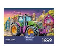 Tractor in VillageInteractive 1000-Piece Jigsaw Puzzles for Adults Colorful Rural Scene Brimming with Challenging Puzzle Games for Both Genders - These Interactive Jigsaw Puzzles Are Made for Adults A