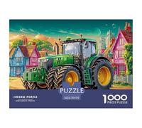 Tractor in VillageMonumental Jigsaw Puzzles for Adults Cartoon Farm Scene Featuring 1000 Advanced, Notoriously Difficult Challenging Puzzle Educational Game Pieces - Designed As The Most Memorable Gif
