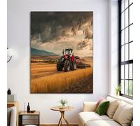 Tractor In Wheat Field Posters Decorative Painting Canvas Wall Art Modern Machinery Decorative Posters, Sepia Living Room Decor Wall Pictures 20X28In (50X70Cm)
