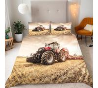 Tractor King Duvet Cover Excavator Reversible Bedding Sets, Soft Microfiber Quilt Cover with Zipper Closure and 2 Pillowcase 50x75 cm for Kids Teens Adults W-6