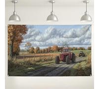 Tractor Landscape Wall Backdrop, Rustic Fall Nature Scene Decorations, Autumn Outdoor Photography Background for Harvest Festival Events 71x43 Inch