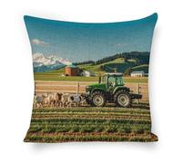 Tractor Milk Farm Cushion Covers Machine Washable Pillowcase Polyester Throw Pillow Case For Gifts Bedroom Living Room 45X45Cm