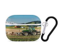 Tractor Milk Farm Earbuds Organizer Shockproof Protective Airpods Pro Cover with Carabiner Clip Anti Fall Carrying Earphone Case Cover for Airpods Pro 2nd Generation White