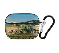 Tractor Milk Farm Earbuds Organizer Shockproof Protective Airpods Pro Cover with Carabiner Clip Anti Fall Carrying Earphone Case Cover for Airpods Pro 2nd Generation Black