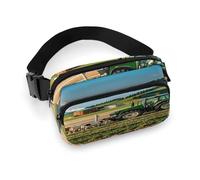 Tractor Milk Farm Fanny Pack Belt Bag with Adjustable Strap Fashion Waist Bag for Outdoor Sports Hiking, white, 20x13cm, Full Printed Waist Bag