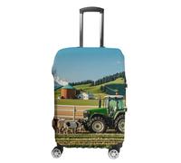 Tractor Milk Farm Suitcase Covers Luggage Protector - Travel Elastic Baggage Case Protective, Washable Anti-scratch Large Suit Case Cover for Suitcases Fits 19-32 Inch Luggages, white, L, Flower and