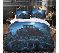 Tractor night scene 3D Print Duvet Insert Cover 3pc Ultra-Soft Microfibre Light Horror zombie apocalypse Quilt Cover 2 Pillowcases Concealed Zipper Bed Linen Teens Bedroom Super king（260x220cm）