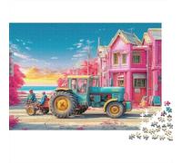 Tractor on Beach 1000 Piece Paperboard Jigsaw Puzzle Kids Vibrant Cartoon Style Jigsaw for Beginners Adults And Kids 12+ Brain Training Cognitive Development Learning 38x26cm/1000pcs