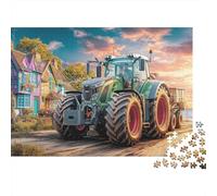 Tractor on Country Road 1000 Pieces Fade-resistant Printing Rural Farm Scene Style Brain Training Puzzle Get Well Soon Gift Travel-sized Storage Minimalist Design 70x50cm/1000pcs