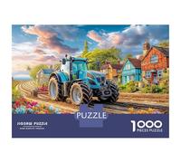 Tractor on Country Road 1000 Pieces Jigsaw Puzzles Engaging Home Decoration Rural Landscape Painting Style Jigsaw Puzzles Beautiful Decoration for Gifts 70x50cm/1000pcs