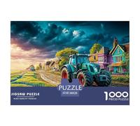 Tractor on Country Road Firm Interlocking Design Rural Landscape Style Great Gift Choice for Puzzle Lovers, Friends And Family on Any Occasion 38x26cm/1000pcs