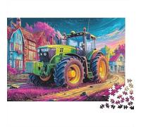 Tractor on Country Road Jigsaw Puzzles for Adults Challenging Puzzles Difficult Challenges 1000 Pieces Vibrant Digital Art Style Difficult Hard Jigsaw Puzzles for Man And Woman with Letters on Back 52