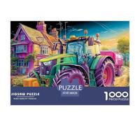 Tractor on Country Road Precise Cutting Pieces Colorful Rural Farm Scene Eco Friendly Cardboard, Ideal for Stress Relief And Mental Calmness in Daily Life 38x26cm/1000pcs
