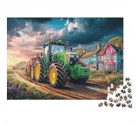 Tractor on Country Road Puzzles 1000 Piece for Adults Jigsaw Puzzles Rural Landscape Painting Style Jigsaw Puzzles Game for The Whole 52x38cm/1000pcs