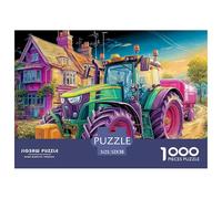 Tractor on Country Road Smooth Surface Pieces Colorful Rural Farm Scene Great for Improving Patience, Focus And Cognitive Ability in Spare Time 52x38cm/1000pcs