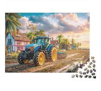 Tractor on Dirt Road 1000 Piece Puzzles Beautiful View Rural Farm Landscape Style Home Decoration Educational Game for Men And Women Challenging Jigsaw Jigsaw Puzzles for Adults 70x50cm/1000pcs