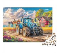 Tractor on Dirt Road 1000 Piece Recycled Board Jigsaw Puzzle for Collectors Senior Enthusiasts Couple Partners Rural Farm Landscape Style Puzzle Home Fun 38x26cm/1000pcs