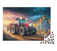 Tractor on Dirt Road 1000 Pieces Puzzles Beautiful View Rural Countryside Scene Home Decoration Educational Game Gifts Puzzles for Adults Jigsaw Puzzles for Adults 38x26cm/1000pcs