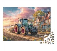 Tractor on Dirt Road 1000 Pieces Puzzles Beautiful View Rural Farm Scene Style Home Decoration Decompression Jigsaw for Men And Women Challenging Puzzles Jigsaw Puzzles for Adults 70x50cm/1000pcs