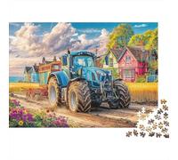Tractor on Dirt Road 1000 Pieces Rural Farm Landscape Style Premium Cardboard Jigsaw Puzzle for Adults Family Parent-child Interaction Social Icebreaker Holiday Pastime Collectible 70x50cm/1000pcs