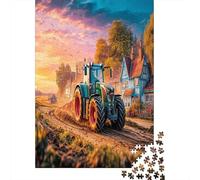Tractor on Dirt Road Extra-Thick Cardboard Rural Countryside Scene DIY Jigsaw Puzzle 12+ Adults Kids Fun Challenging Family Game Beautiful Home Wall Decoration 38x26cm/1000pcs