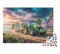 Tractor on Dirt Road Jigsaw Puzzle Rural Farm Landscape Style 1000 Pieces Premium Cardstock for Collectors Mind Relaxation 52x38cm/1000pcs