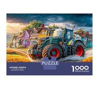 Tractor on Muddy Road 1000 Piece Jigsaw Puzzle for Adults, Challenging Decorative Rural Village Scene Art Puzzle Game Gifts for Men Women Boys Girls 70x50cm/1000pcs