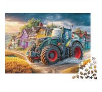 Tractor on Muddy Road 1000 Piece Puzzles Beautiful View Rural Village Scene Art Home Decoration Educational Game for Men And Women Challenging Jigsaw Jigsaw Puzzles for Adults 70x50cm/1000pcs