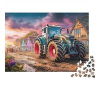Tractor on Muddy Road Thousand Piece Rural Farm Scene Artcardboard Jigsaw Puzzle for Grandparents Thick Pieces No Burrs Sturdy Lightweight Easy to Assemble 52x38cm/1000pcs