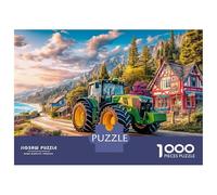 Tractor on Road 1000 Piece Jigsaw Puzzles for Adults Featuring Artistic Design Centenary Jigsaws Rural Scenic Style As Dementia Friendly Activities for Concentration Games 52x38cm/1000pcs