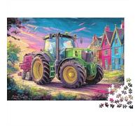 Tractor on Road 1000 Piece Puzzles Beautiful View Vibrant Cartoon Style Home Decoration Educational Game for Men And Women Challenging Jigsaw Jigsaw Puzzles for Adults 52x38cm/1000pcs