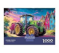 Tractor on Road 1000 Pieces Jigsaw Puzzles Engaging Home Decoration Vibrant Cartoon Style Jigsaw Puzzle Beautiful Decoration for Adults & Families 38x26cm/1000pcs