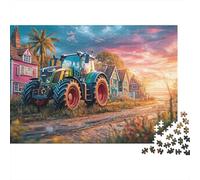 Tractor on Road 1000 Pieces Puzzles Beautiful View Rural Sunset Scene Home Decoration Decompression Jigsaw for Men And Women Challenging Puzzles Jigsaw Puzzles for Adults 70x50cm/1000pcs