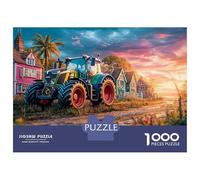 Tractor on Road Jigsaw Puzzle 1000 Pieces Fit Adults Or Families Together Rural Sunset Scene Puzzle Game for The Whole for Women Home Decoration 100% Recvcled Cardboard 70x50cm/1000pcs