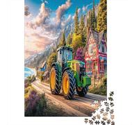 Tractor on Road Thick Cardboard Rural Scenic Style Jigsaw Puzzle Bundle Family Puzzle Lovers Stress Relief Puzzle Brain Training Game Ideal Leisure Gift 38x26cm/1000pcs