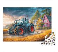 Tractor on Rural Road 1000 Piece Rural Landscape Style Jigsaw Puzzle For Adults Thick Card Board Stress Relief Educational Game Gifts Great Gift Idea 52x38cm/1000pcs