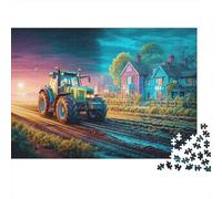 Tractor on Rural Road 1000 Pieces Puzzles Beautiful View Colorful Village Scene Home Decoration Educational Game for Men And Women Challenging Jigsaw Jigsaw Puzzles for Adults 70x50cm/1000pcs