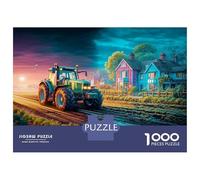 Tractor on Rural Road Jigsaw Puzzles 1000 Pieces for Adults Colorful Village Scene Educational Game for The Whole for Women Home Decoration 100% Recvcled Cardboard 70x50cm/1000pcs