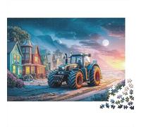 Tractor on Snowy Road 1000 Pieces Fade-resistant Printing Fantasy Rural Landscape Brain Training Puzzle Get Well Soon Gift Travel-sized Storage Minimalist Design 70x50cm/1000pcs
