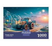 Tractor on Snowy Road Jigsaw Puzzles 1000 Pieces for Adults Rural Farm Scene Art Educational Game Gifts for Adults Home Decoration 100% Recvcled Cardboard 52x38cm/1000pcs