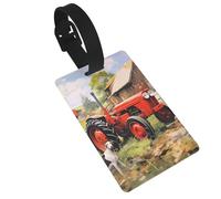 Tractor on the Farm Luggage Tag PVC Travel Bag Tag with Strap ID Card Label for Suitcase Backpack Carry On Baggage Identifier