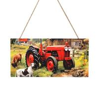 Tractor on the Farm Rectangular MDF Wood Plaque Wall Art with Full Print and Hanging Rope for Home Wall Decor, Farmhouse Sign for Door, Window or Wall (Multiple Sizes)