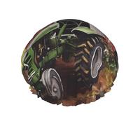 Tractor on the Farm Shower Caps for Women Reusable Waterproof Shower Cap with Elastic Strap Bath Hair Hat Double Layers Thick Bath Caps for Spa Salon Travel