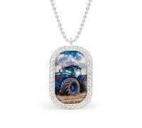Tractor on The Field Brilliant White Diamond Necklaces Jewelry Square Dainty Pendant Necklace Gift for Women