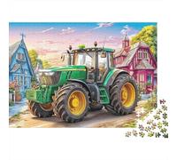 Tractor on Village Road 1000 Pieces Fade-resistant Printing Rural Farm Scene Art Brain Training Puzzle Get Well Soon Gift Travel-sized Storage Minimalist Design 52x38cm/1000pcs