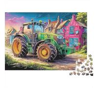 Tractor on Village Road 1000 Pieces Puzzles Beautiful View Colorful Rural Scene Art Home Decoration Educational Game for Men And Women Challenging Jigsaw Jigsaw Puzzles for Adults 70x50cm/1000pcs