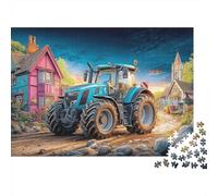 Tractor on Village Road 1000 Pieces Puzzles Beautiful View Rural Farm Scene Art Home Decoration Decompression Jigsaw for Men And Women Challenging Puzzles Jigsaw Puzzles for Adults 38x26cm/1000pcs