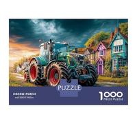 Tractor on Village Road 1000 Pieces Thick Cardboard Jigsaw Puzzle Rural Farm Scene Style for Teens 12-18, Brain Training Puzzle, Holiday Activity, Thoughtful 70x50cm/1000pcs